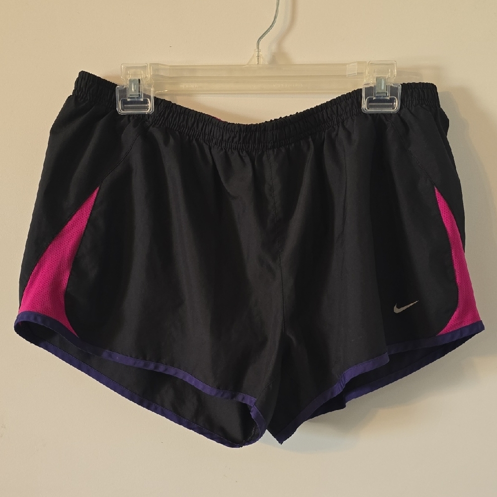Nike Women's Black Shorts with Pink and Purple Accents